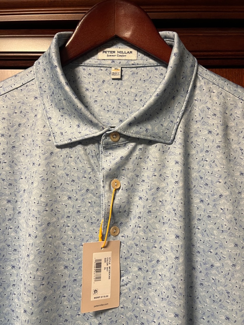 New Peter Millar Summer Comfort Stretch Music 🎼 🎶 melodies themed Golf ⛳️ Polo!